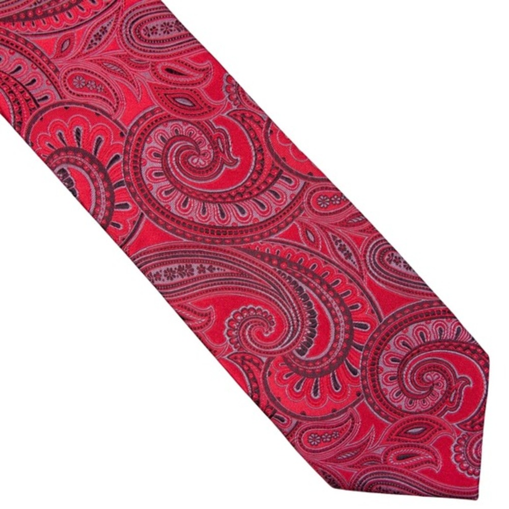 Donald J. Trump Signature Collect Red Paisley 100% Silk Neck‎ Tie Gold Plate 60"